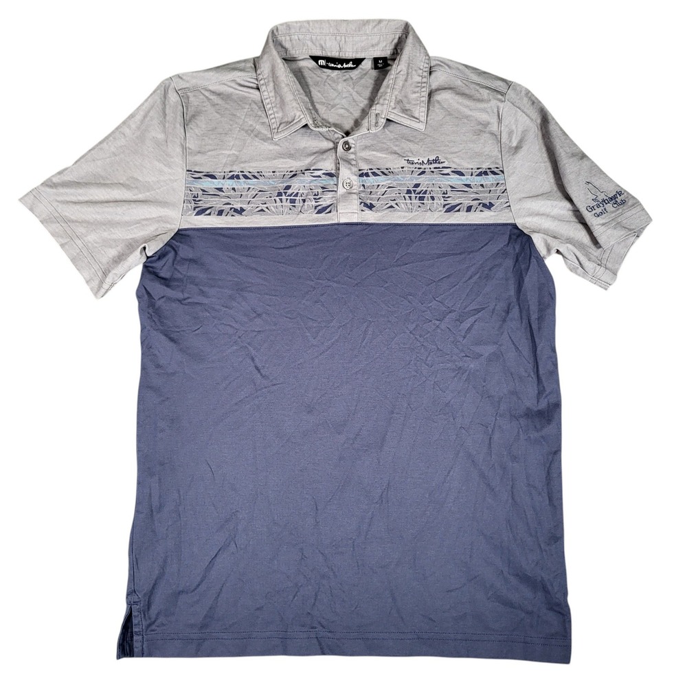 TravisMathew Polo Mens M Grayhawk Golf Club Colorblock Tropical Gray Blue